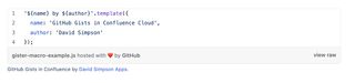 GitHub Gist code sample displayed in a Confluence page