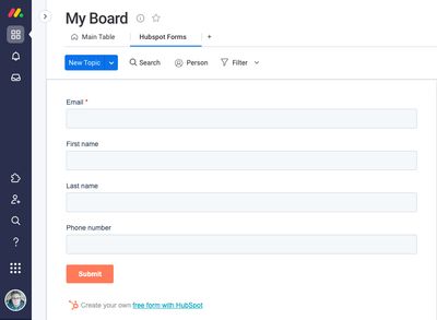 Embed HubSpot Forms in board views