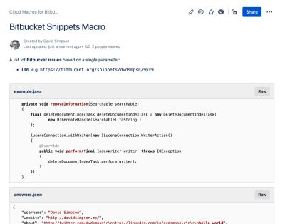 Bitbucket Snippets macro