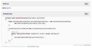 Bitbucket Snippets macro displaying a code snippet from Bitbucket