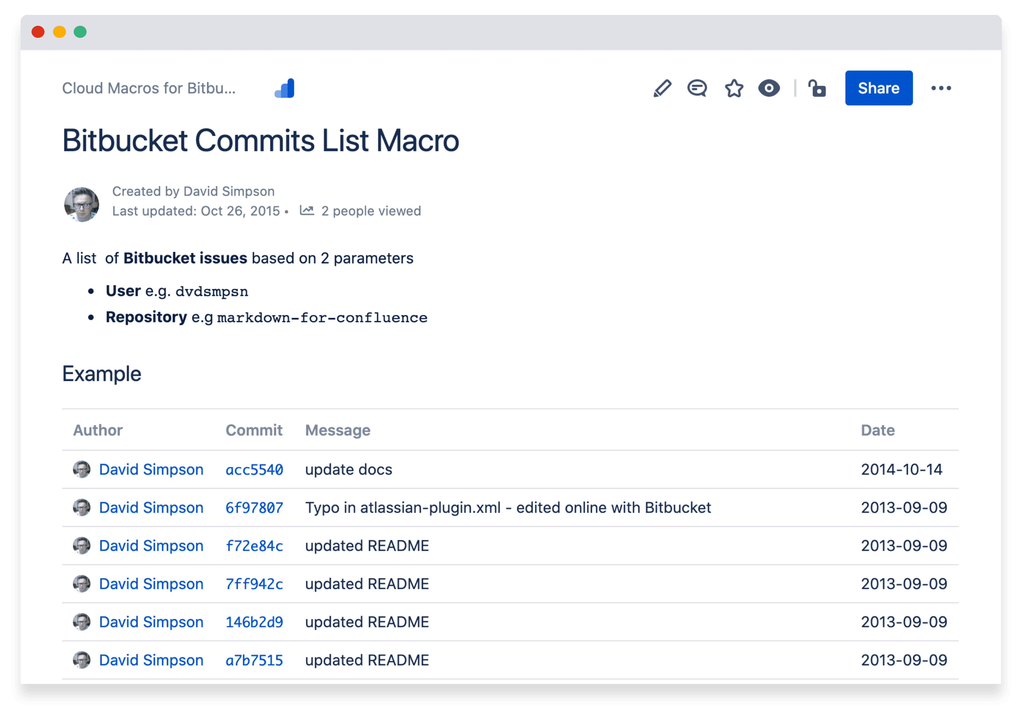 Commit & Commits List Macro